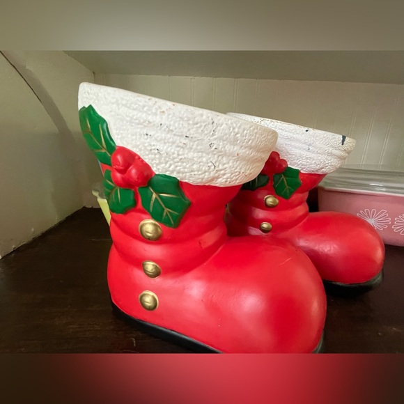 Vintage Kitschy Christmas Santa Boot Planter Set❤️🎄🌿 - Picture 11 of 15